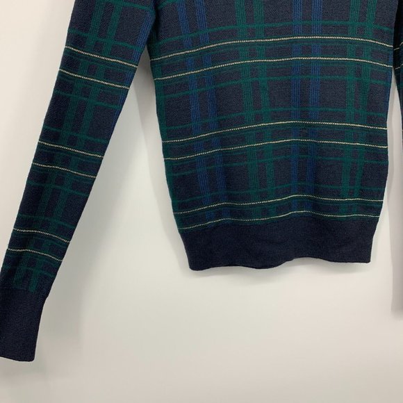 Equipment Sweater Navy Blue Plaid Wool Blend Crewneck Pullover - Picture 5 of 10